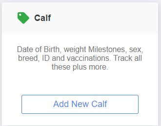 The Calf Tracker card with an Add New Calf button