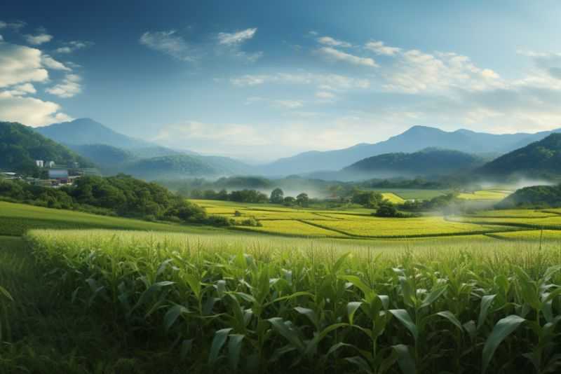A beautiful field of green crops across a vista