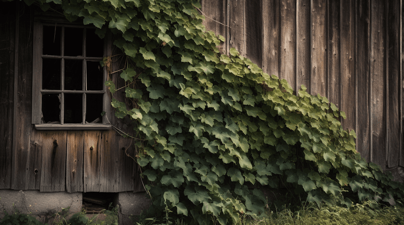 ivy growing up the side of a barn