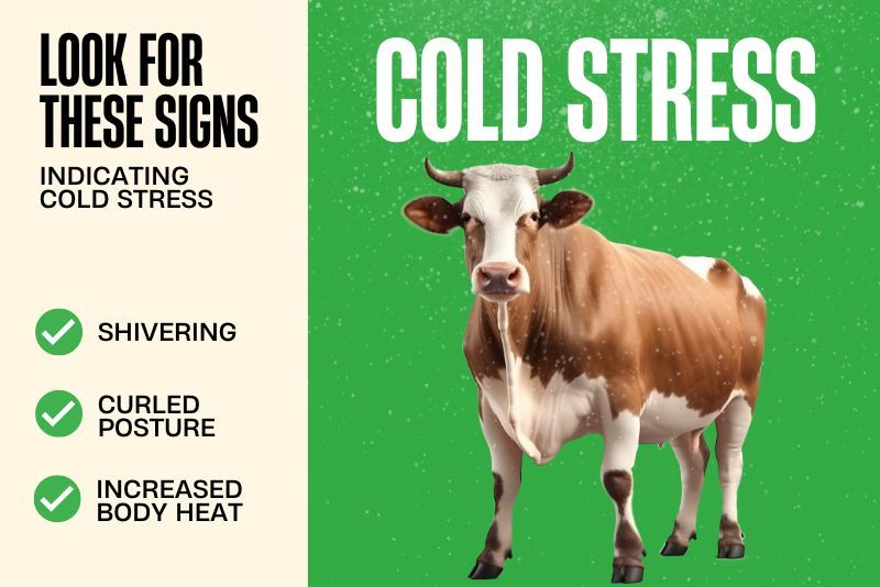 An infographic showing the signs to look for as cold stress indicators