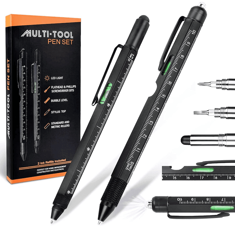 Two black multitool pens next to each other