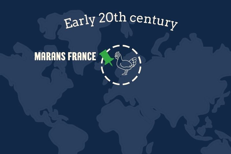 A map showing city of marans france, where the black copper marans chicken originates