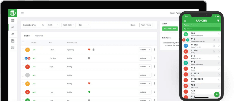 ranchr app dashboard with a mobile view next to the desktop view