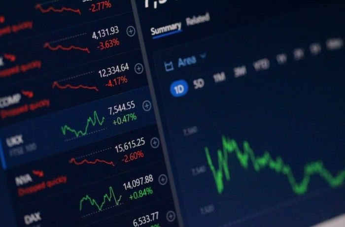 A screen showing stocks