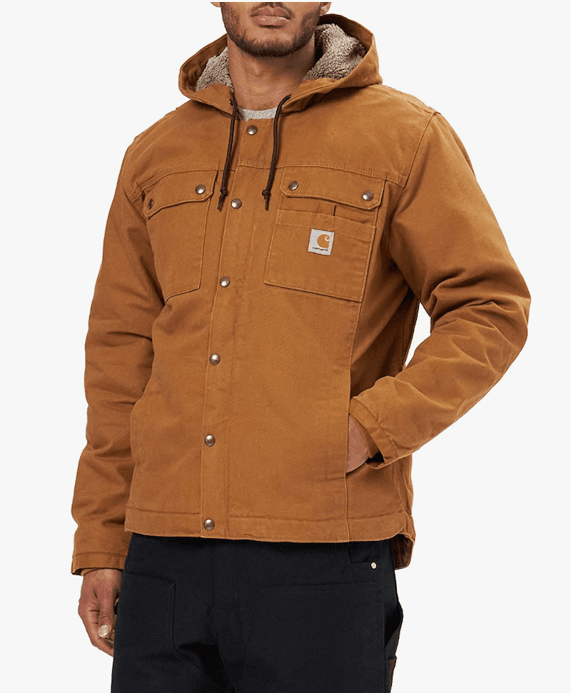 A man wearing a Carhartt heavy chore coat